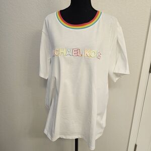 Michael Kors Kids White Rainbow Trim T-Shirt